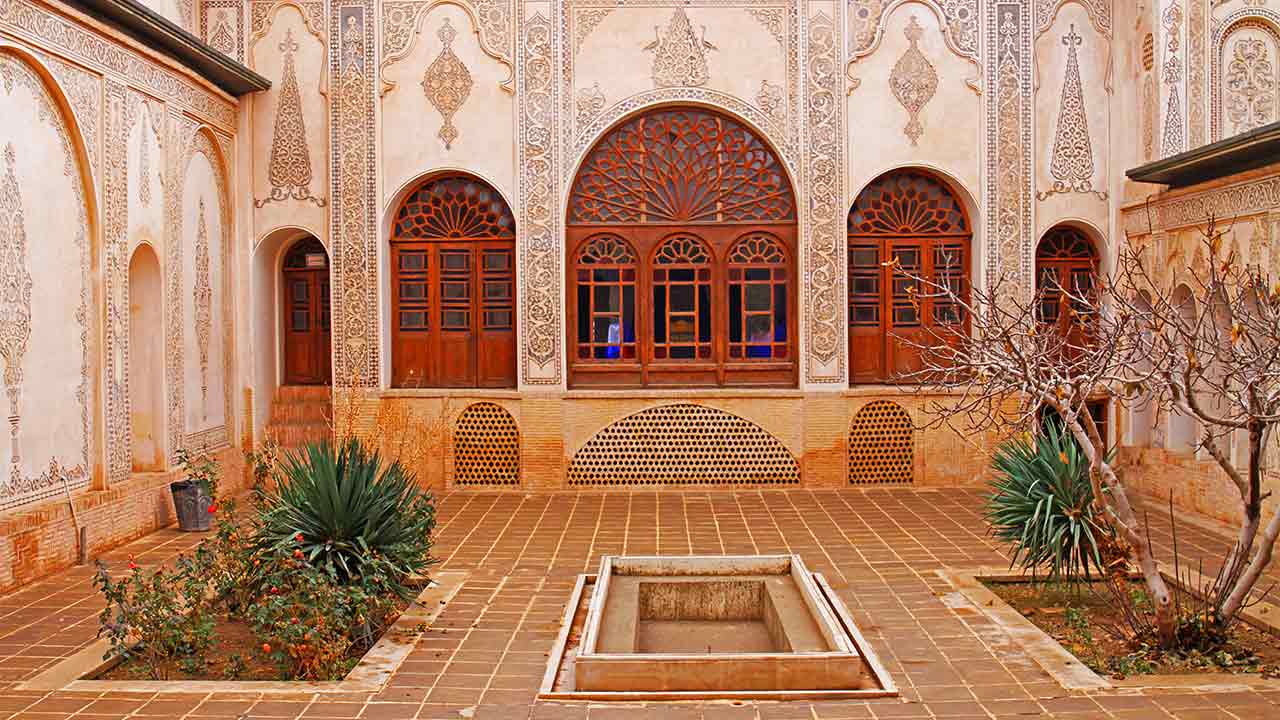 Andaruni yard of a historical houses of Kashan