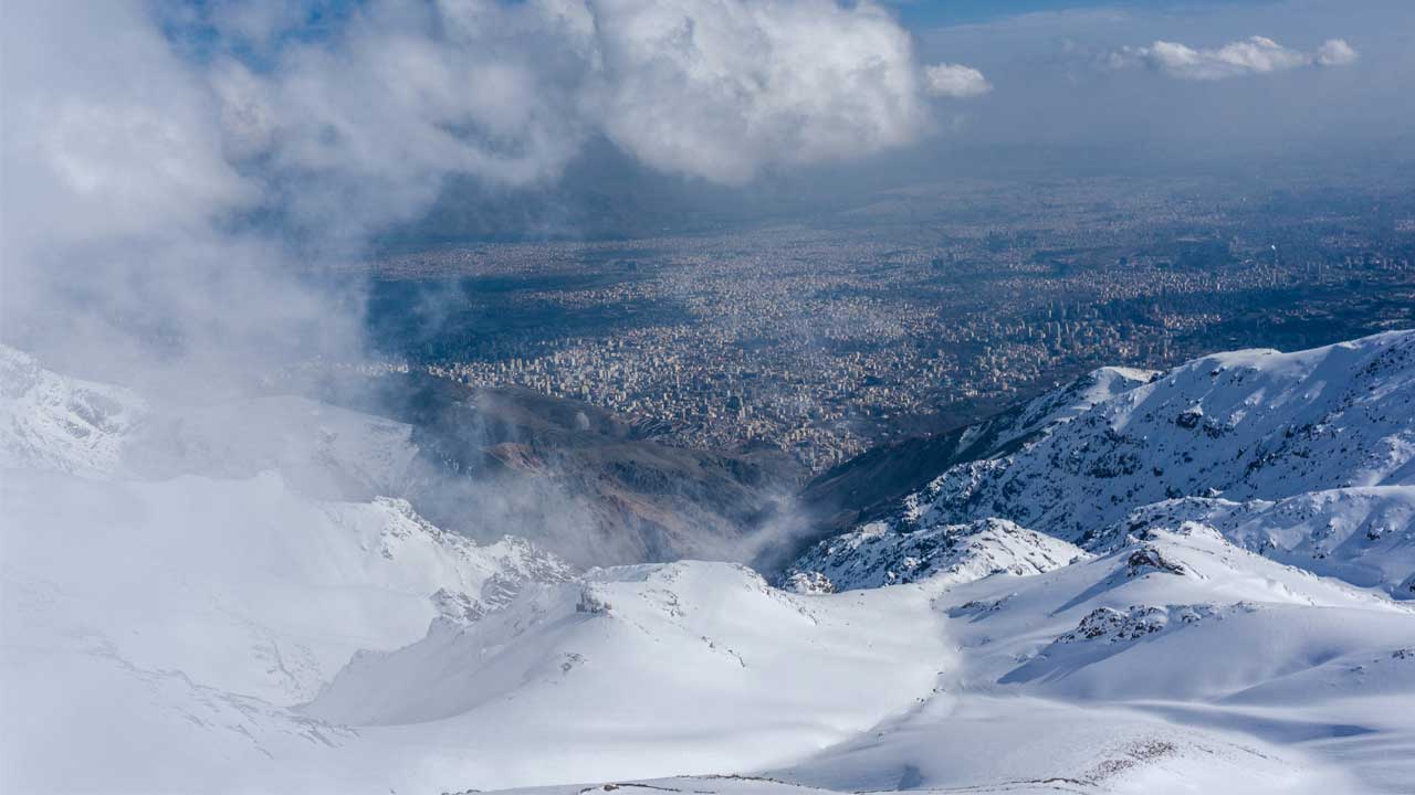 a view of Tehran city in the above of Tochal mount